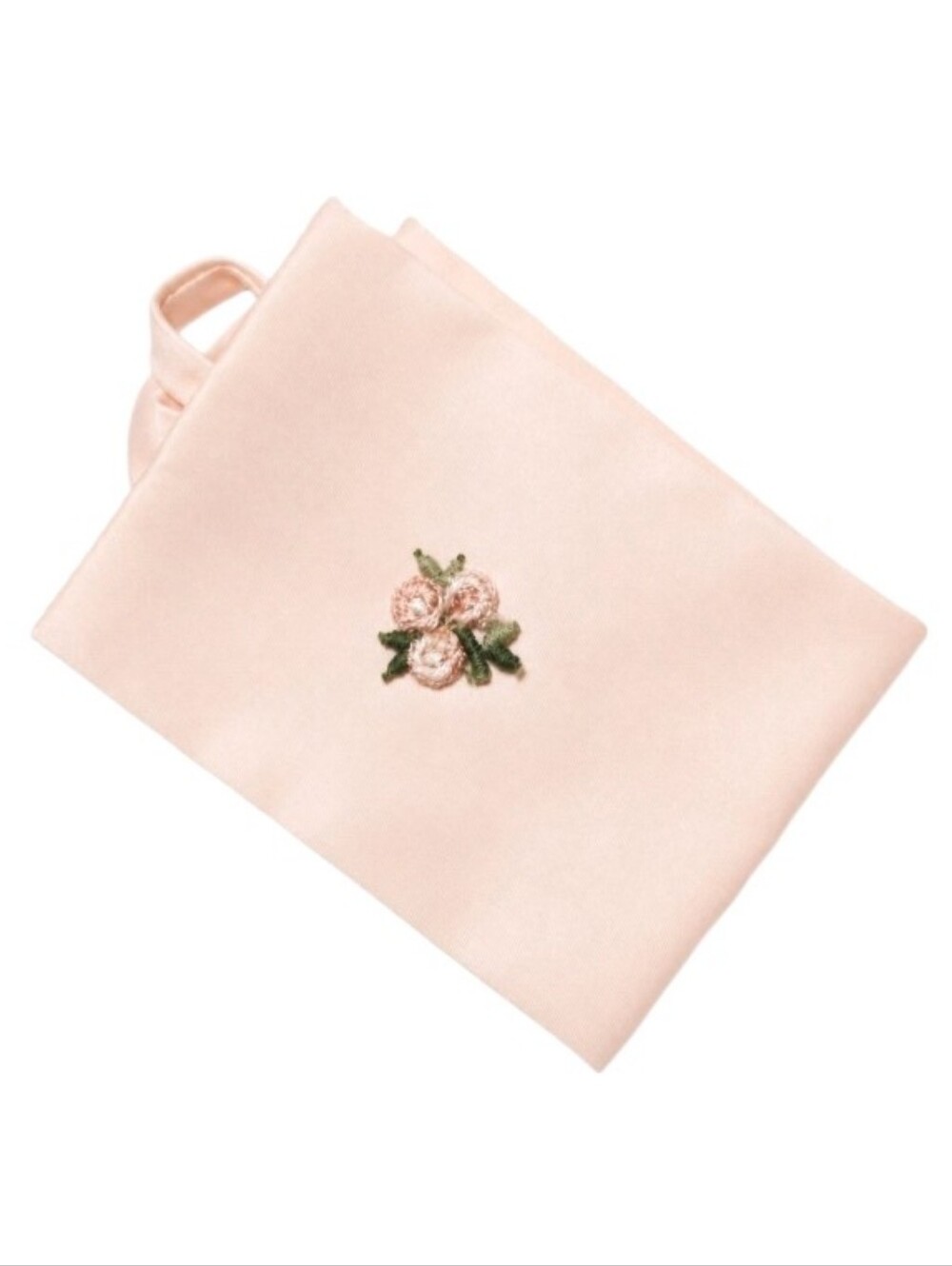 Vintage 1950s Pink Satin Lingerie Stocking Hosiery Case Embroidered Roses